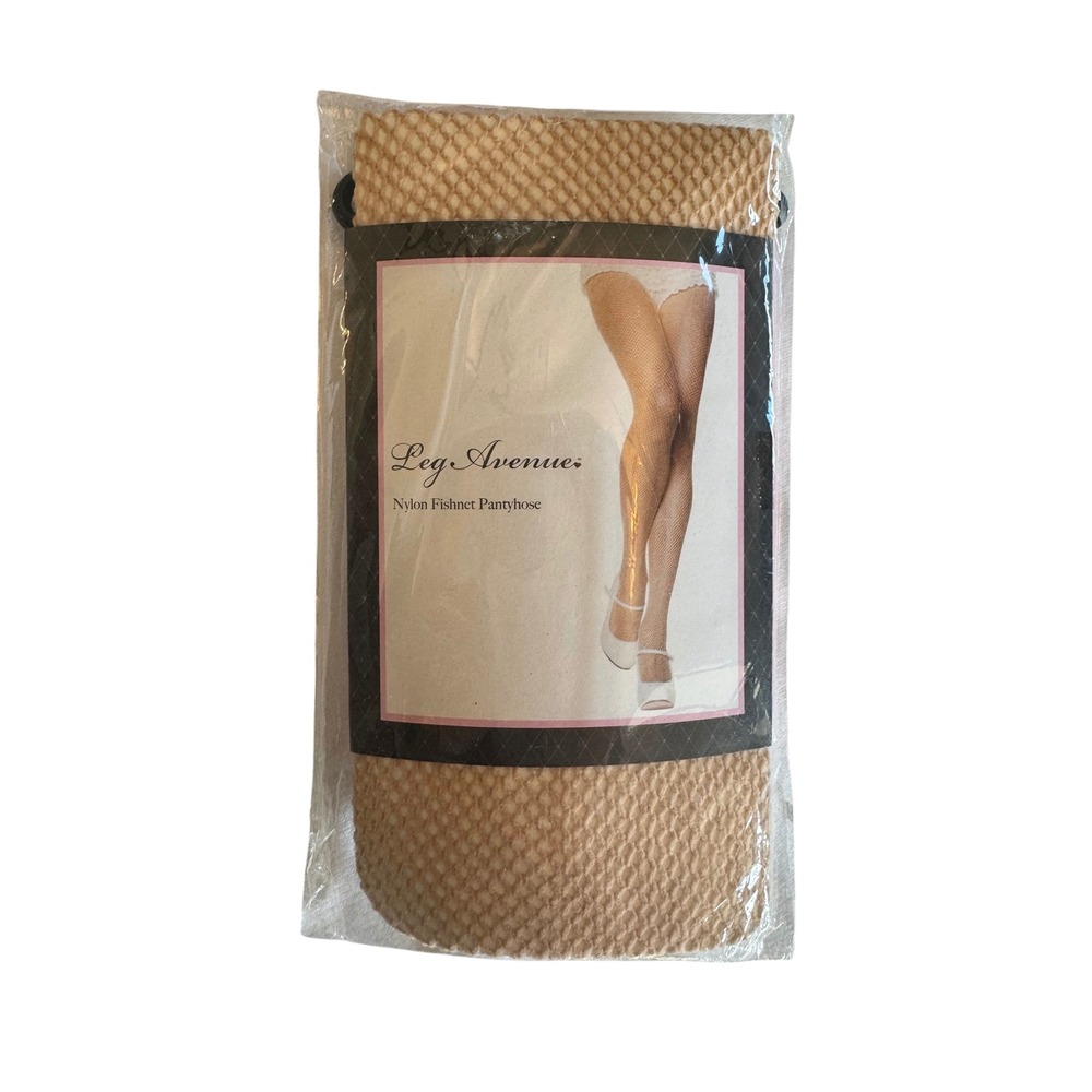 Leg Avenue Women Nylon Fishnet Pantyhose Nude Tan One Size NWT Hosiery